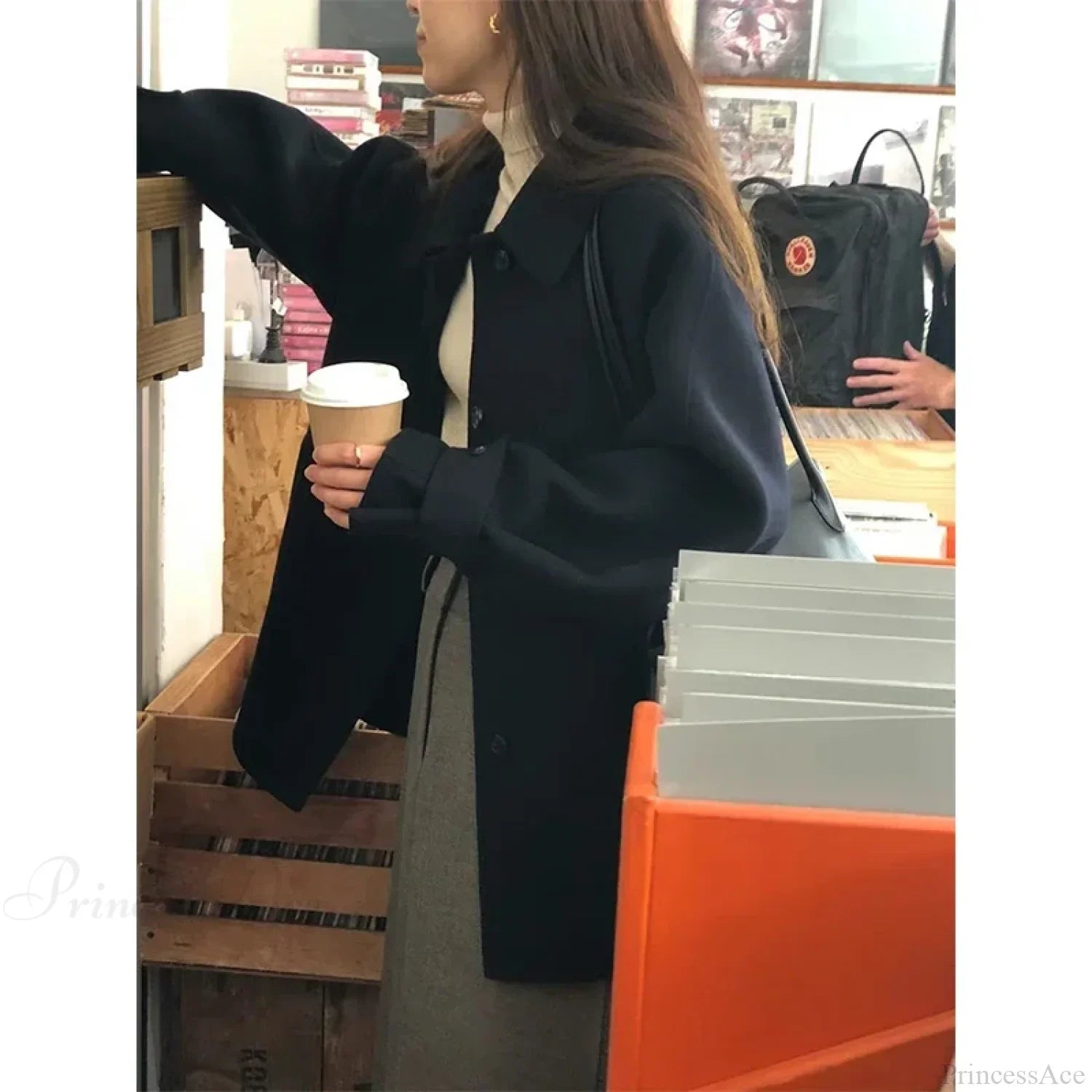Wool Blends Vintage Korean Streetwear Overcoat image 3
