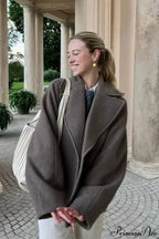 Wool Double Breasted Collared Short Sleeve Coat image 1