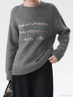 Wool Letter Embroidery Color Collision Sweater image 2