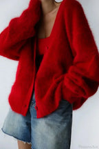 Wool Loose V-neck Long Sleeve Cardigan image 1