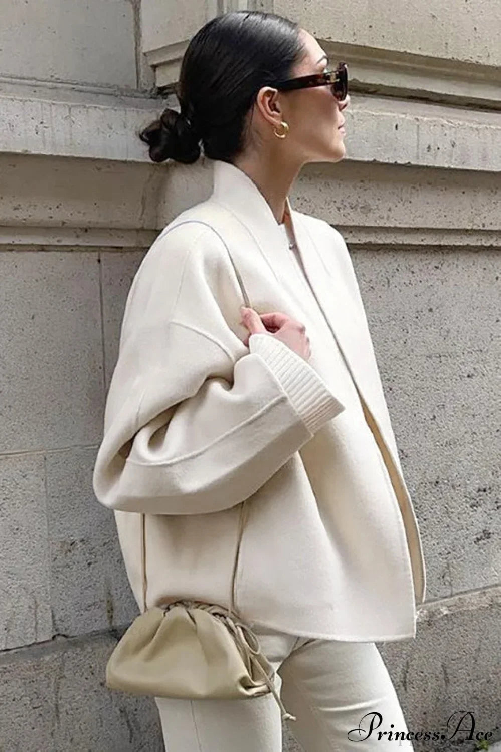 Woolen V-Neck Short Loose Chillax Coat image 3