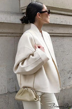 Woolen V-Neck Short Loose Chillax Coat image 3