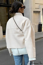 Woolen V-Neck Short Loose Chillax Coat image 2