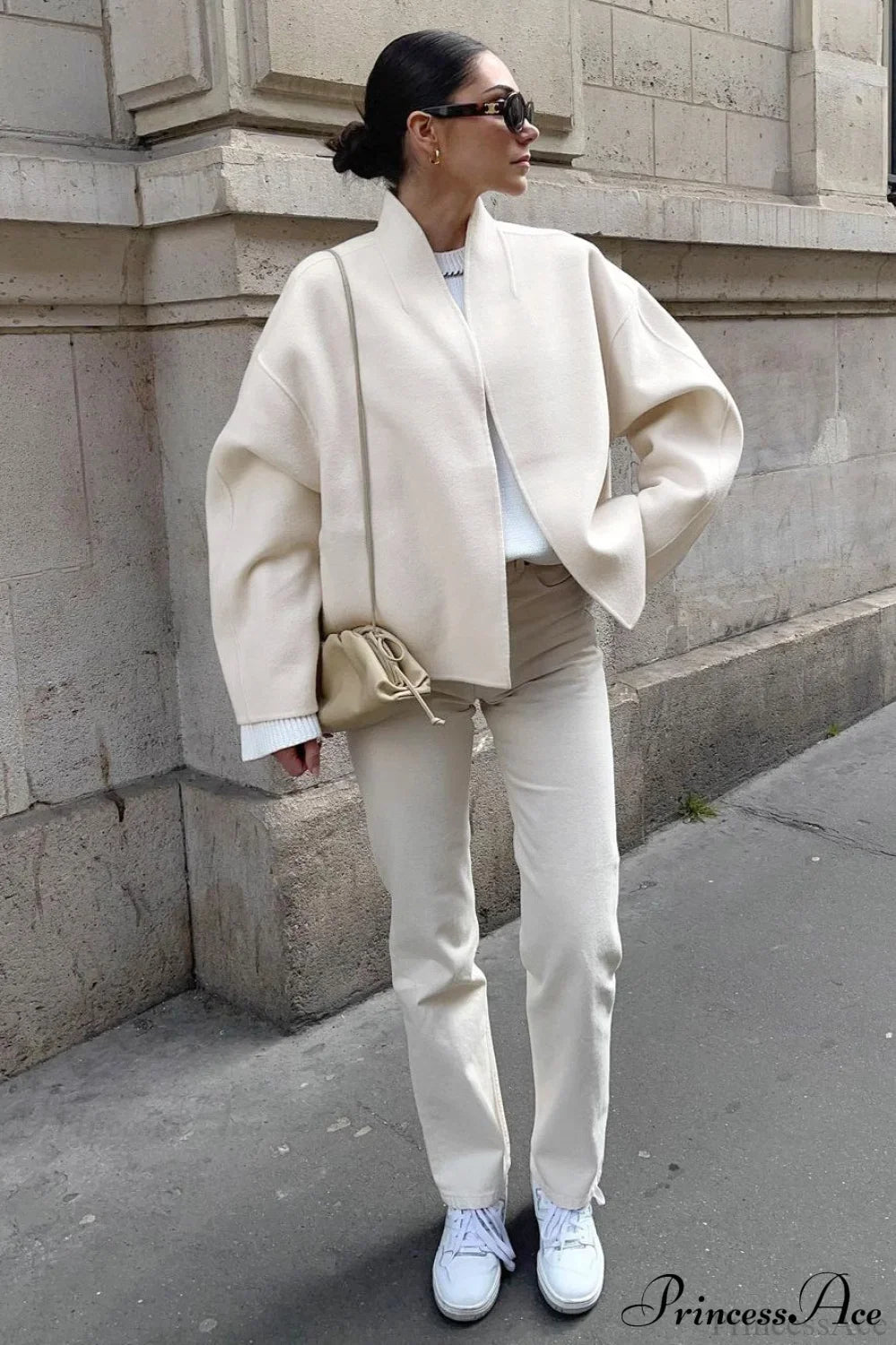 Woolen V-Neck Short Loose Chillax Coat image 4