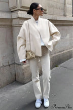 Woolen V-Neck Short Loose Chillax Coat image 4