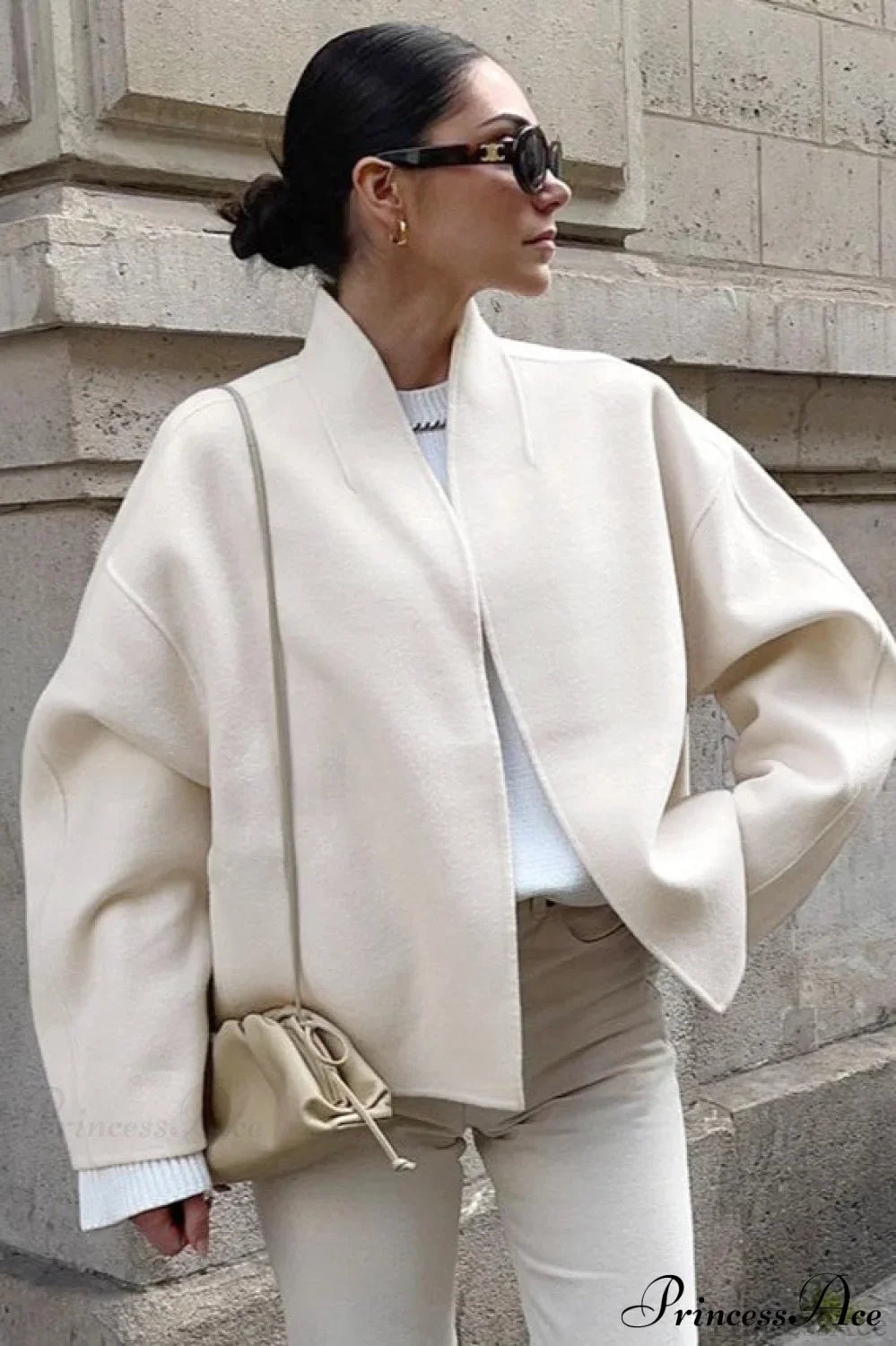 Woolen V-Neck Short Loose Chillax Coat image 1