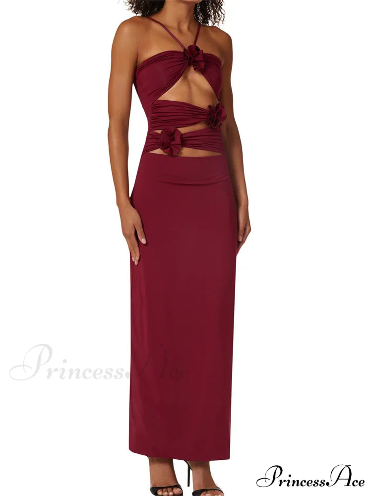 Y2K 3D Flowers Fairy Sexy Hollow Out Slim Summer Back Split Beach Party Club Outfits Vestidos image 4