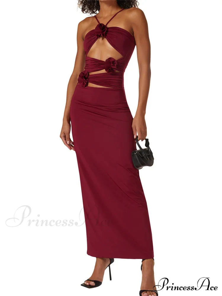 Y2K 3D Flowers Fairy Sexy Hollow Out Slim Summer Back Split Beach Party Club Outfits Vestidos image 8