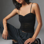 Leopand Mesh Spaghetti Crop Top image 5