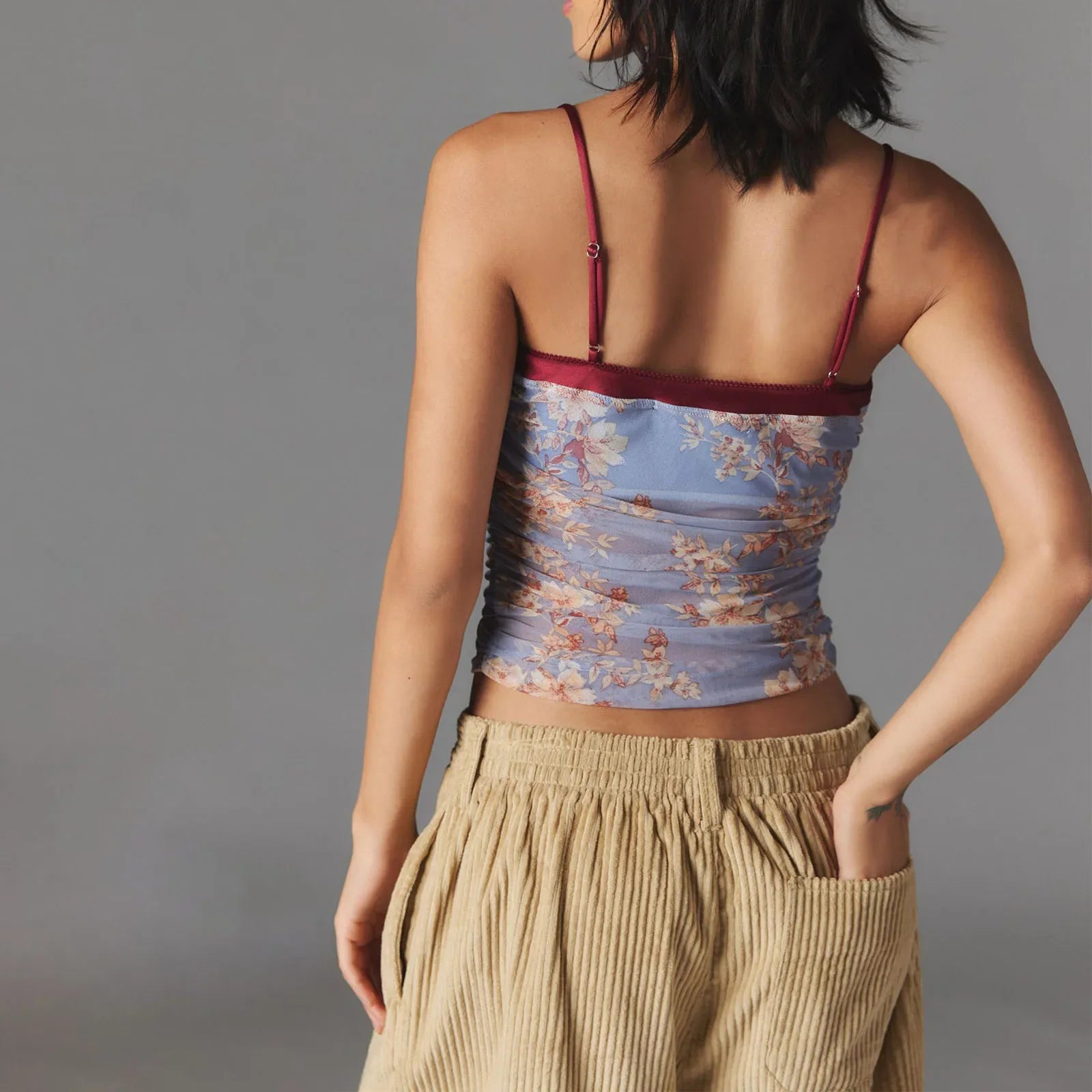 Leopand Mesh Spaghetti Crop Top image 2