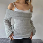 Y2k Aesthetic Bowknot Pattern Off - Shoulder Sweater image 6