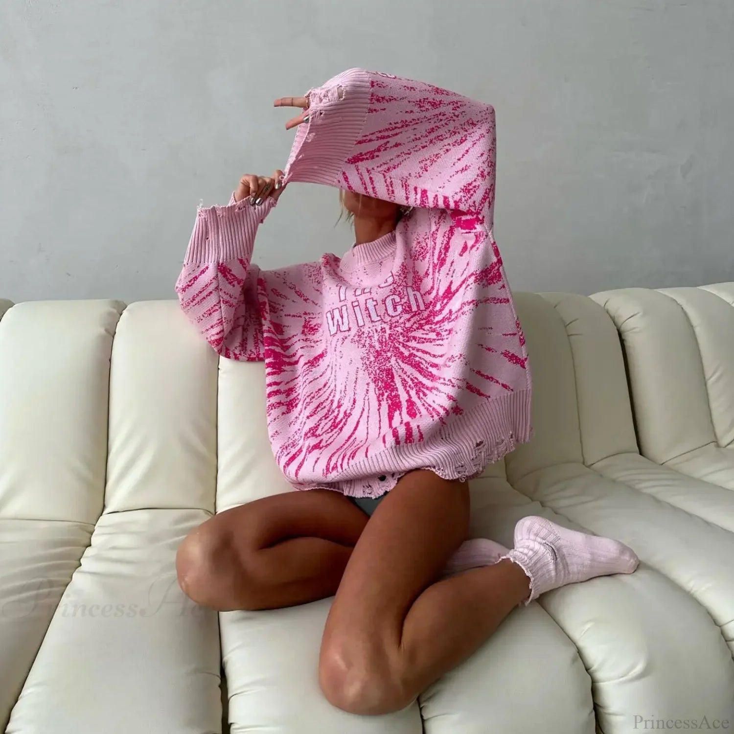 Y2K Baggy Ripped Knit Sweater image 2
