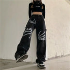 Y2K Black Jeans Print Street Pants image 6