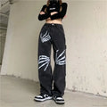 Y2K Black Jeans Print Street Pants image 5