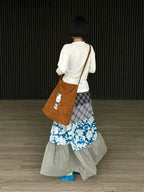 Y2K Blue Flower Patch Full Skirt Personalized Large Pocket Skirt image 3