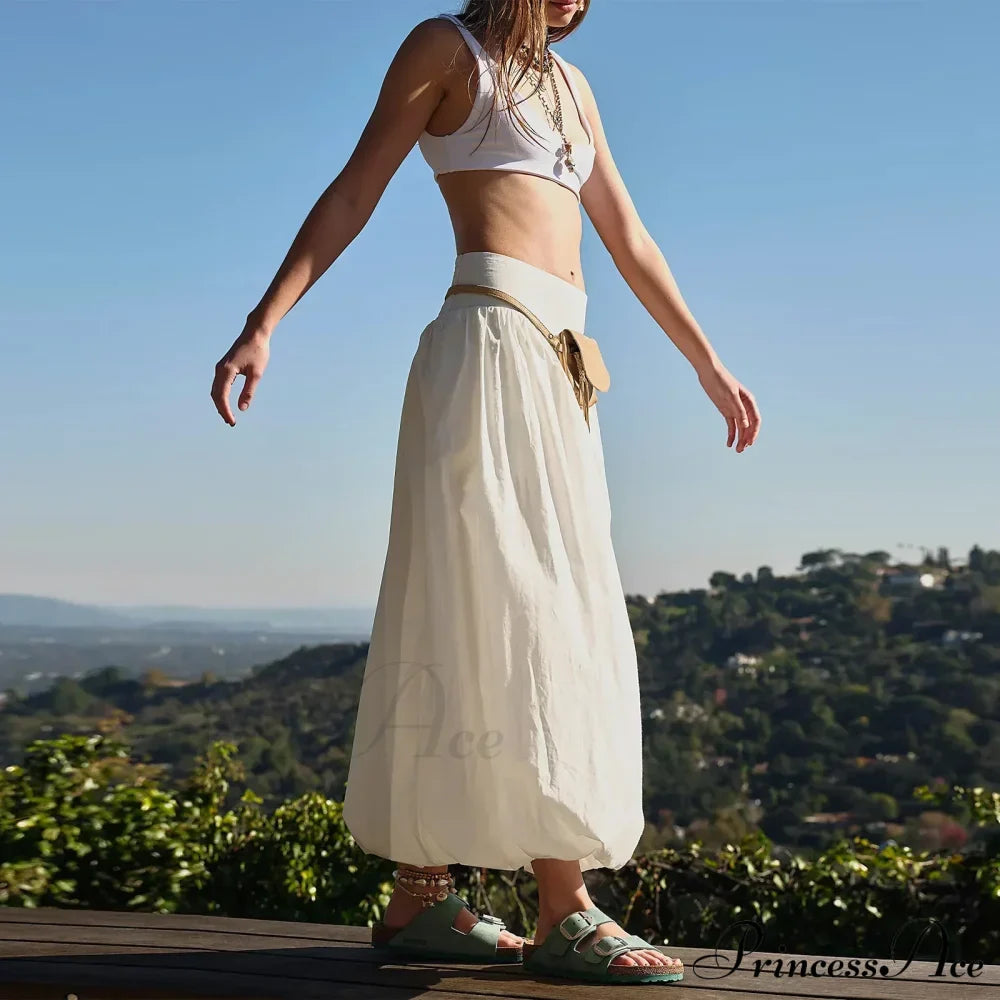 Y2K Bubble Maxi Color Ruffle Pleated Midi Skirt image 2