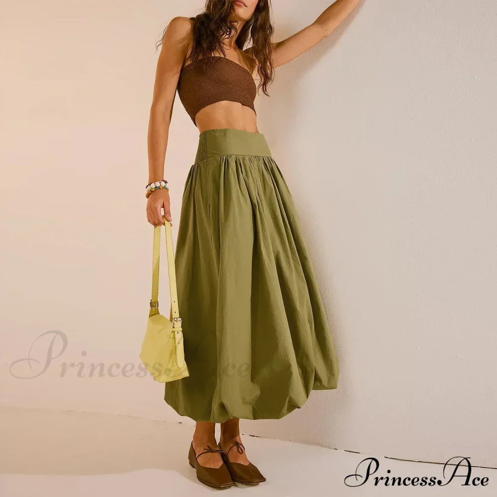Y2K Bubble Maxi Color Ruffle Pleated Midi Skirt image 5