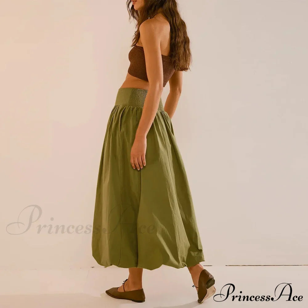 Y2K Bubble Maxi Color Ruffle Pleated Midi Skirt image 6