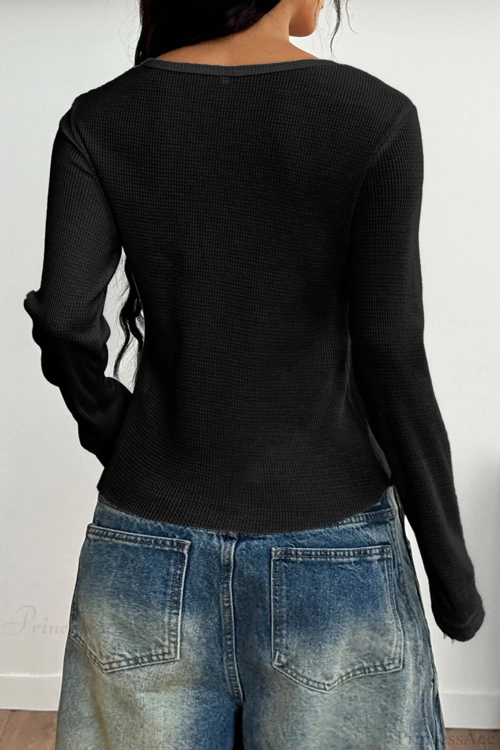 Y2K Button Accent Slim Long Sleeve Tee image 4