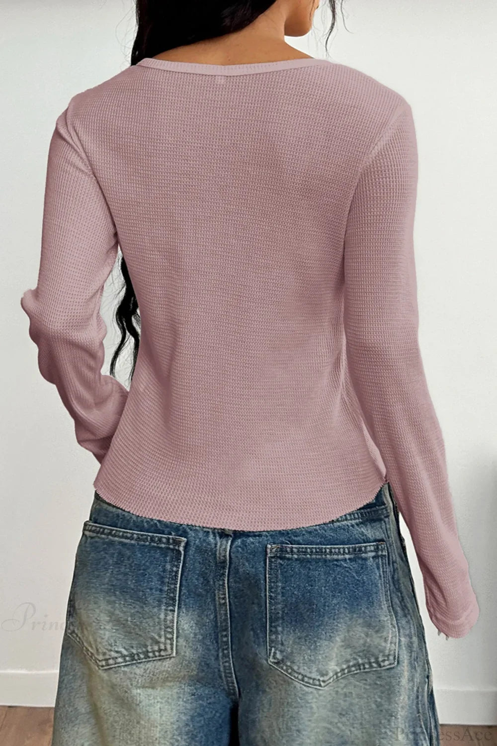 Y2K Button Accent Slim Long Sleeve Tee image 6