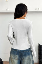 Y2K Button Accent Slim Long Sleeve Tee image 2