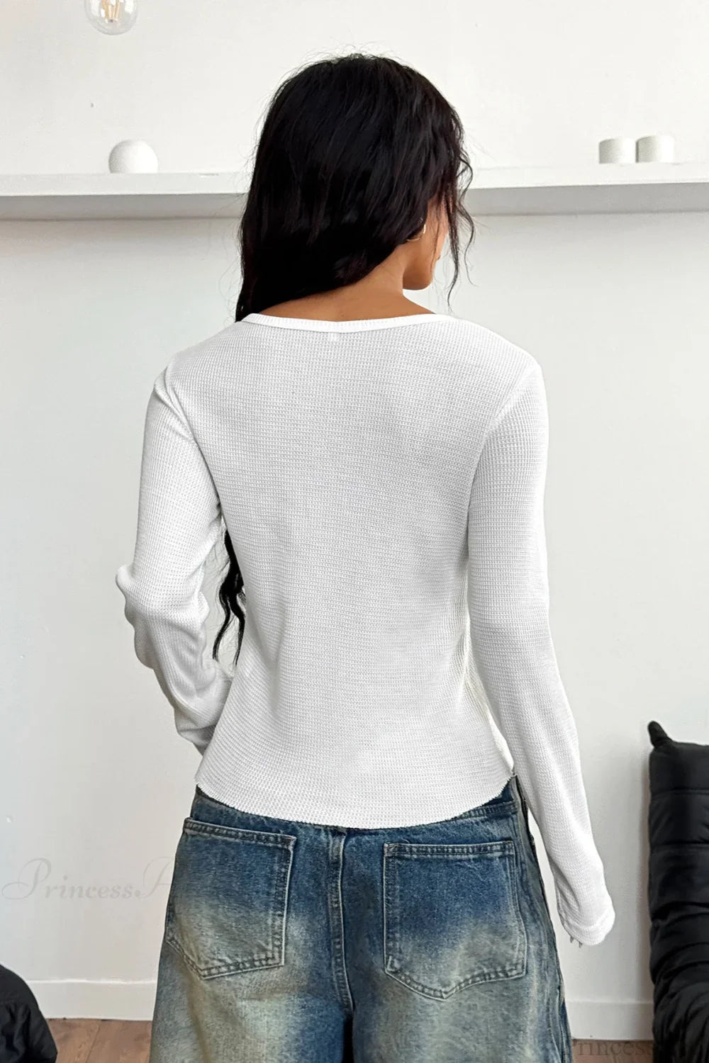 Y2K Button Accent Slim Long Sleeve Tee image 2