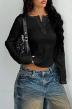 Y2K Button Accent Slim Long Sleeve Tee image 3