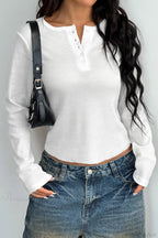 Y2K Button Accent Slim Long Sleeve Tee image 1