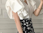 Y2K Chiffon Black Puff Sleeve Casual Korean Blouse image 2