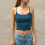 Y2K Cute Contrast Trim Spaghetti Strap Vintage Aesthetic Cottage Crop Top image 7
