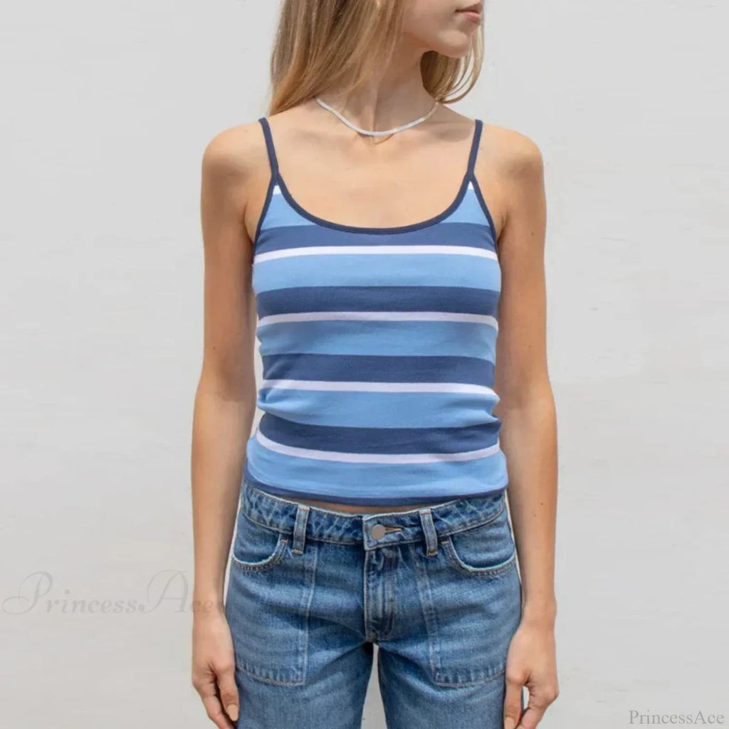 Y2K Cute Contrast Trim Spaghetti Strap Vintage Aesthetic Cottage Crop Top image 10