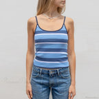 Y2K Cute Contrast Trim Spaghetti Strap Vintage Aesthetic Cottage Crop Top image 10