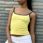 Y2K Cute Contrast Trim Spaghetti Strap Vintage Aesthetic Cottage Crop Top image 6