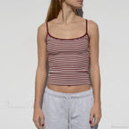 Y2K Cute Contrast Trim Spaghetti Strap Vintage Aesthetic Cottage Crop Top image 8