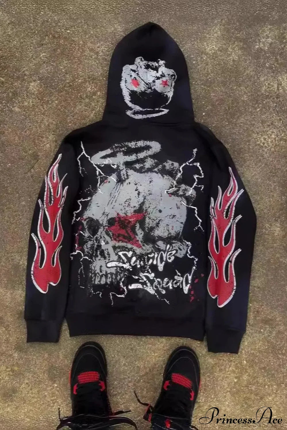 Y2K Dark Hip-Hop Cartoon Zip Hoodie image 2