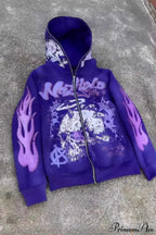 Y2K Dark Hip-Hop Cartoon Zip Hoodie image 5