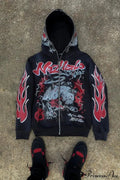 Y2K Dark Hip-Hop Cartoon Zip Hoodie image 1