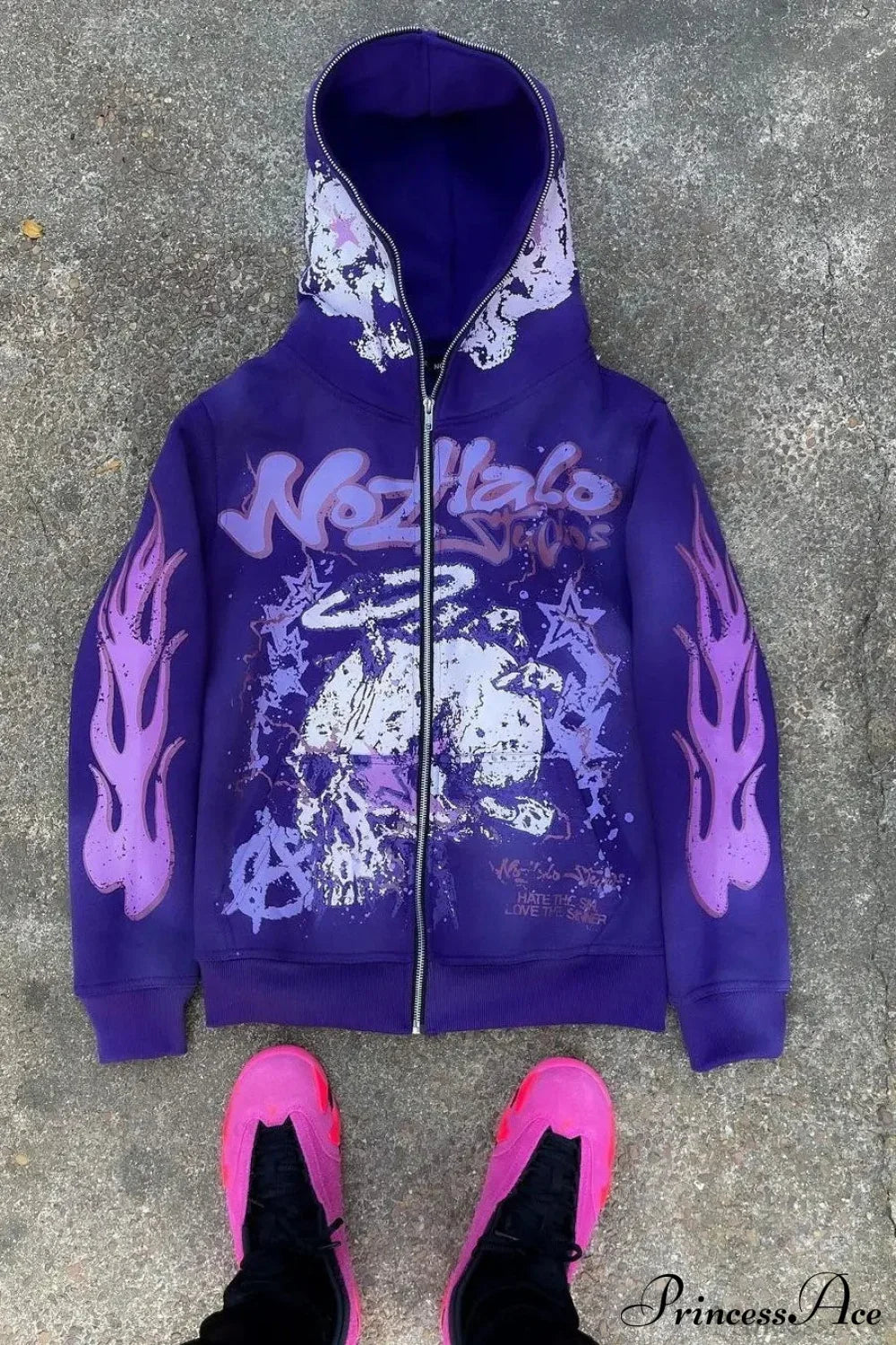 Y2K Dark Hip-Hop Cartoon Zip Hoodie image 3