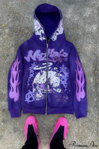 Y2K Dark Hip-Hop Cartoon Zip Hoodie image 3