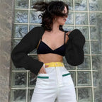 Y2K Drop Shoulder Crop Top Knit Cardigan image 3