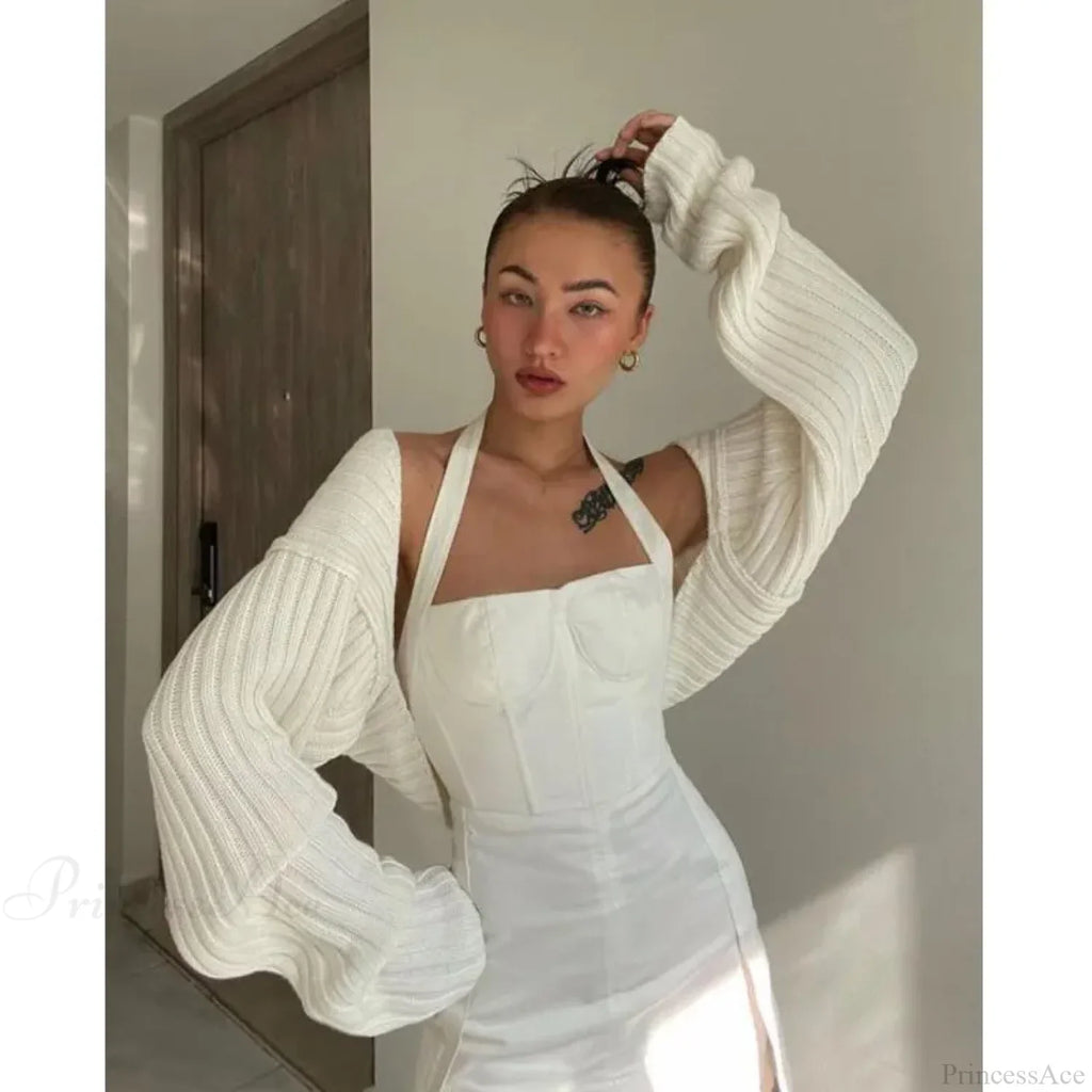Y2K Drop Shoulder Crop Top Knit Cardigan image 1