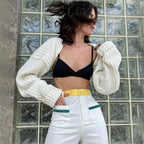 Y2K Drop Shoulder Crop Top Knit Cardigan image 2