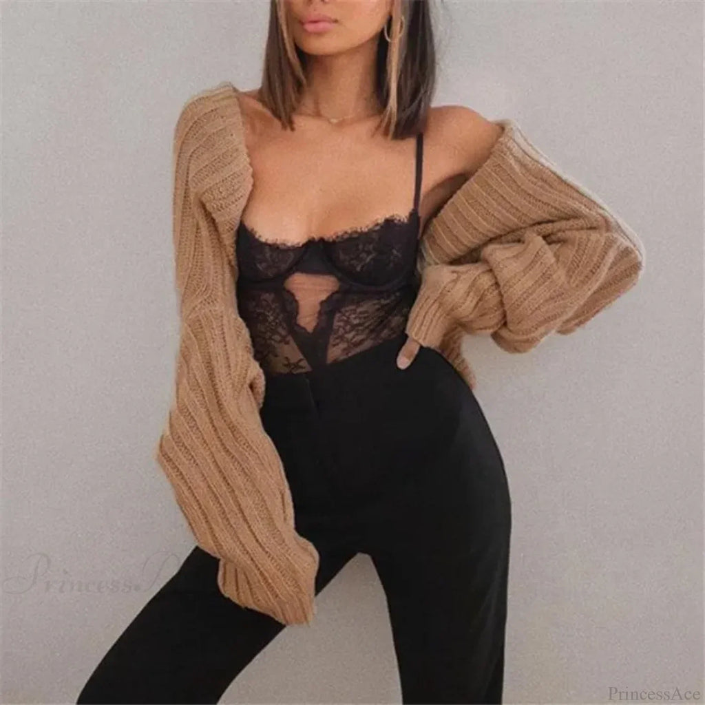 Y2K Drop Shoulder Crop Top Knit Cardigan image 4