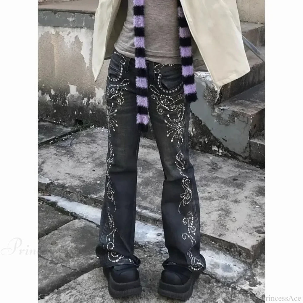 Y2K Embroidery Denim Wide Pants image 4