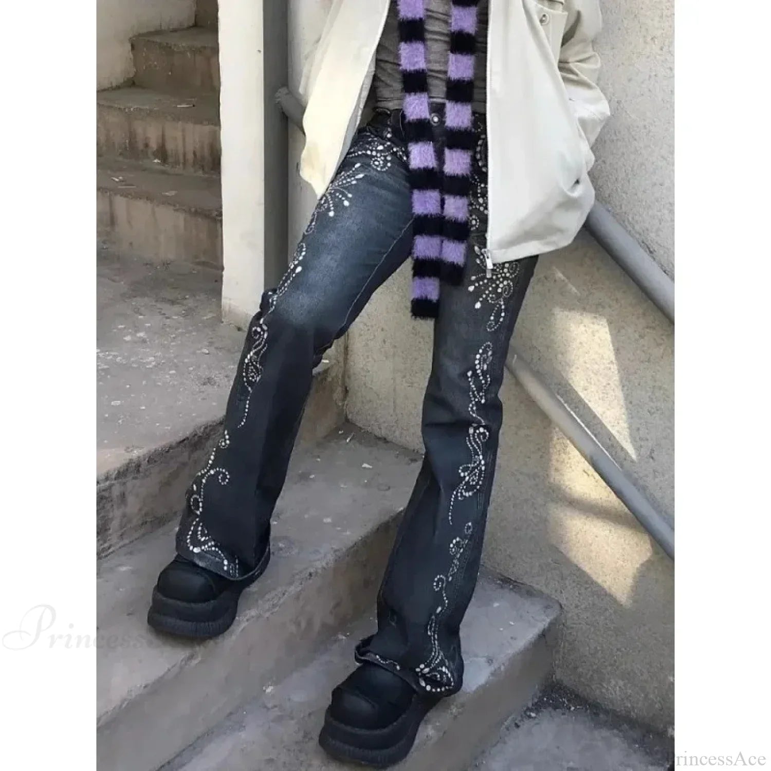 Y2K Embroidery Denim Wide Pants image 6
