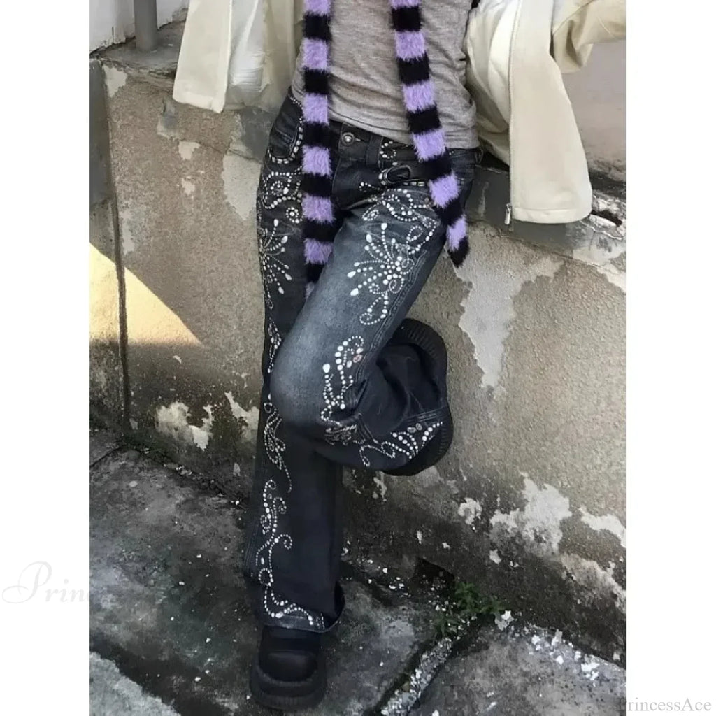 Y2K Embroidery Denim Wide Pants image 5