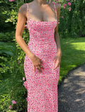 Y2K Floral Print Spaghetti Strap Backless Summer Floral Dress image 7
