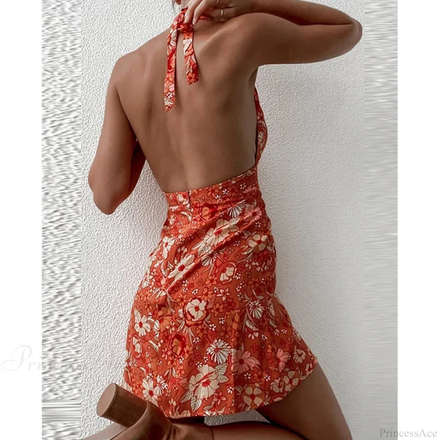 Y2K Floral Sleeveless Halter Neck Backless Floral Dress image 2