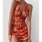 Y2K Floral Sleeveless Halter Neck Backless Floral Dress image 1