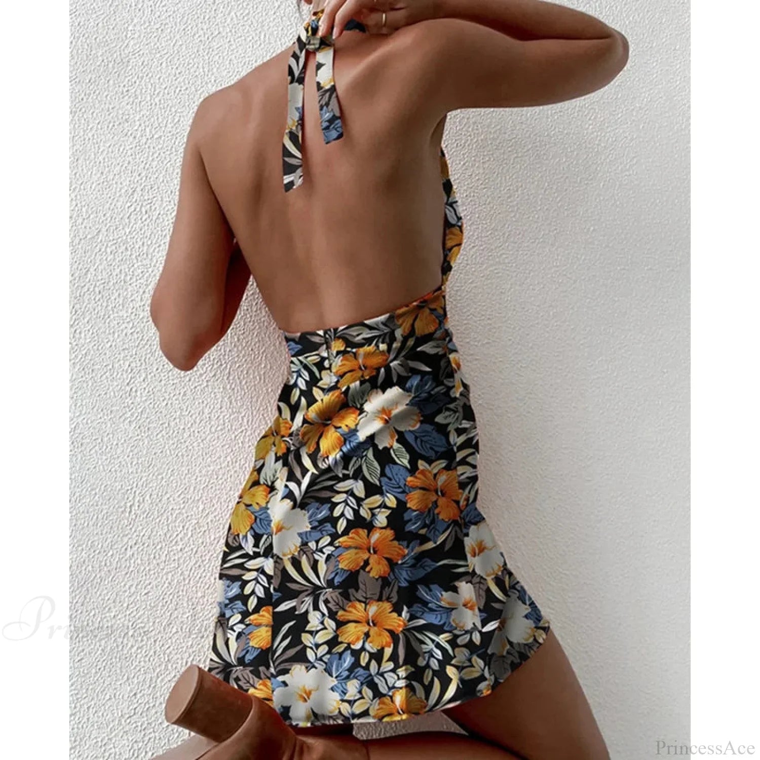 Y2K Floral Sleeveless Halter Neck Backless Floral Dress image 6